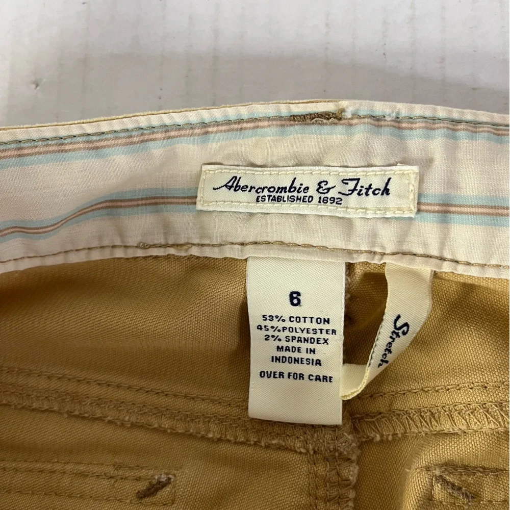Y2K Abercrombie & Fitch Tan Corduroy Flare Cuffed Flap Pocket Pants Size 6 vtg - Picture 5 of 6